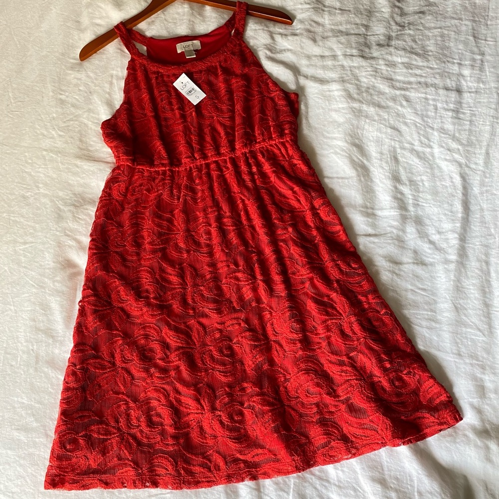 Ann Taylor Loft Red Lace Dress